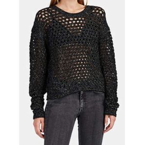 IRO oversized knitted sweater with holes wool silk cotton alpaca mesh black grey